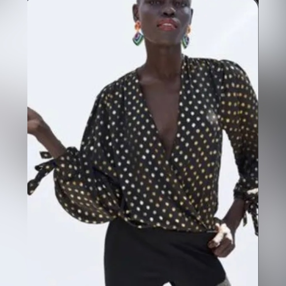 Zara Black with Gold Long Sleeve Bodysuit